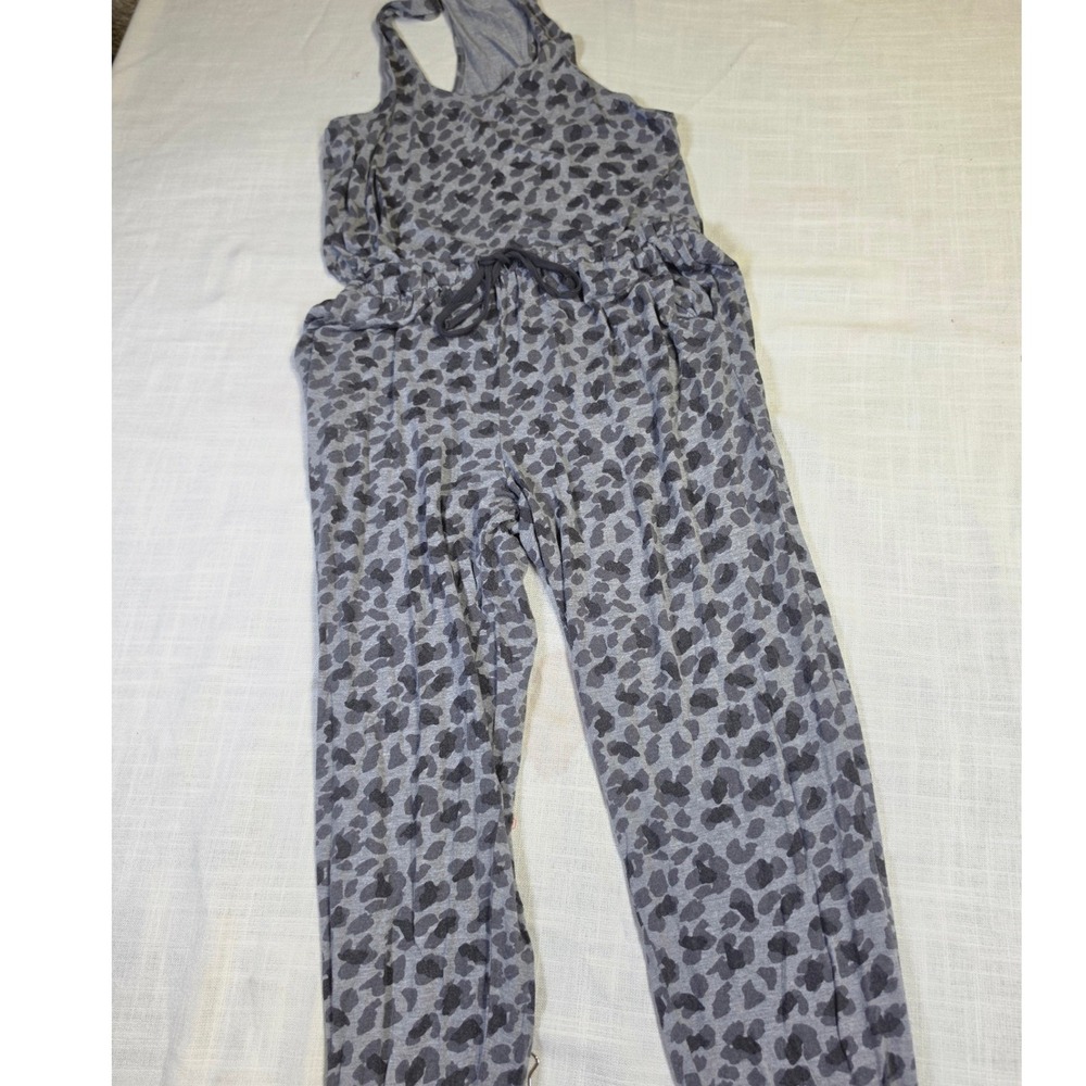 Aerie Womens Gray Leopard Print Racerback Drawstring Jumpsuit Small 0725
